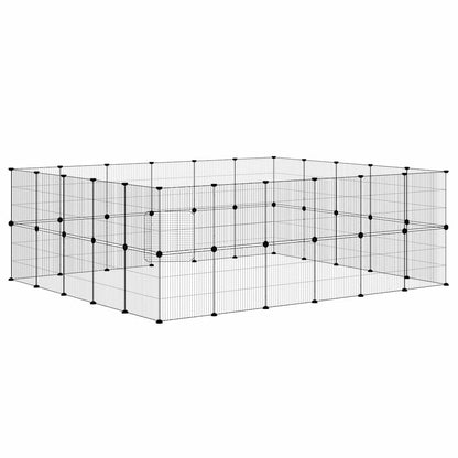 vidaXL Pet Cage | Black | Powder-coated Steel | DIY Assembly Size | Collapsible