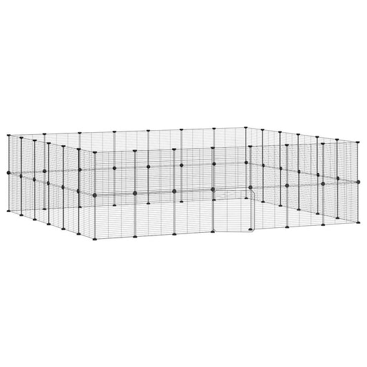 vidaXL 52-Panel Pet Cage with Door Black 35x35 cm Steel