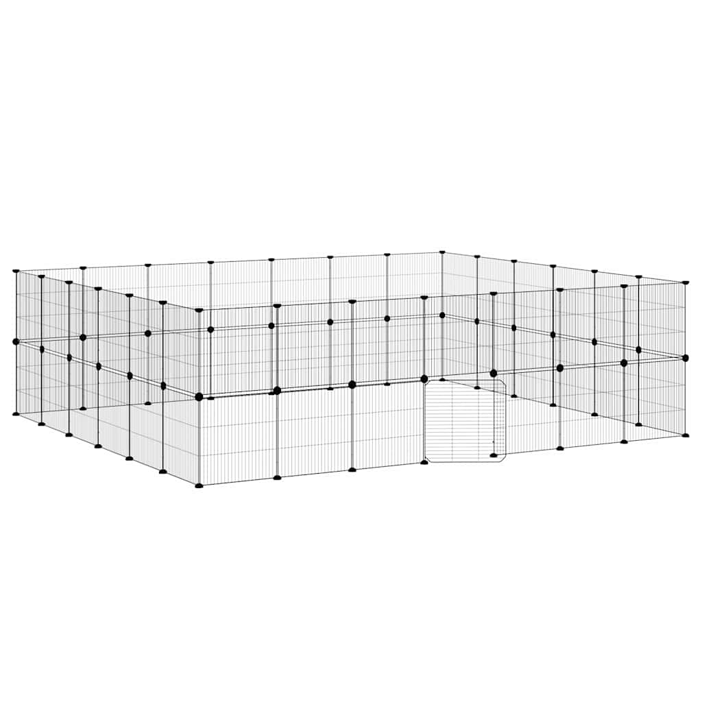 vidaXL Pet Cage | Black | Powder-coated steel | Spacious | Adjustable Armrests