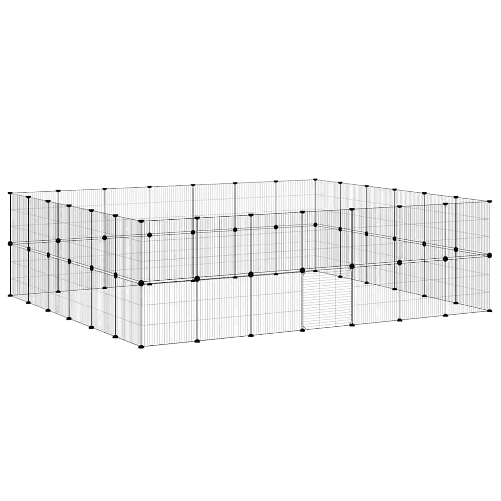 vidaXL Pet Cage | Black | Powder-coated steel | Spacious | Adjustable Armrests