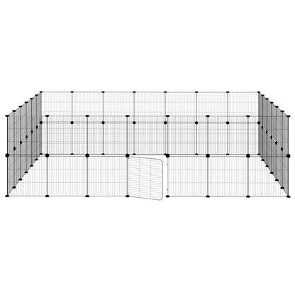 vidaXL 52-Panel Pet Cage with Door Black 245x210x70 cm Steel