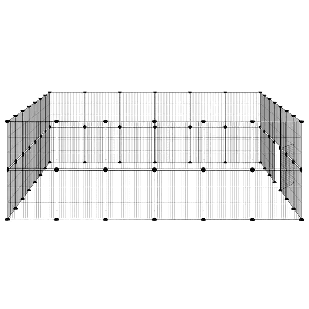 vidaXL Pet Cage | Black | Powder-coated steel | Spacious | Adjustable Armrests