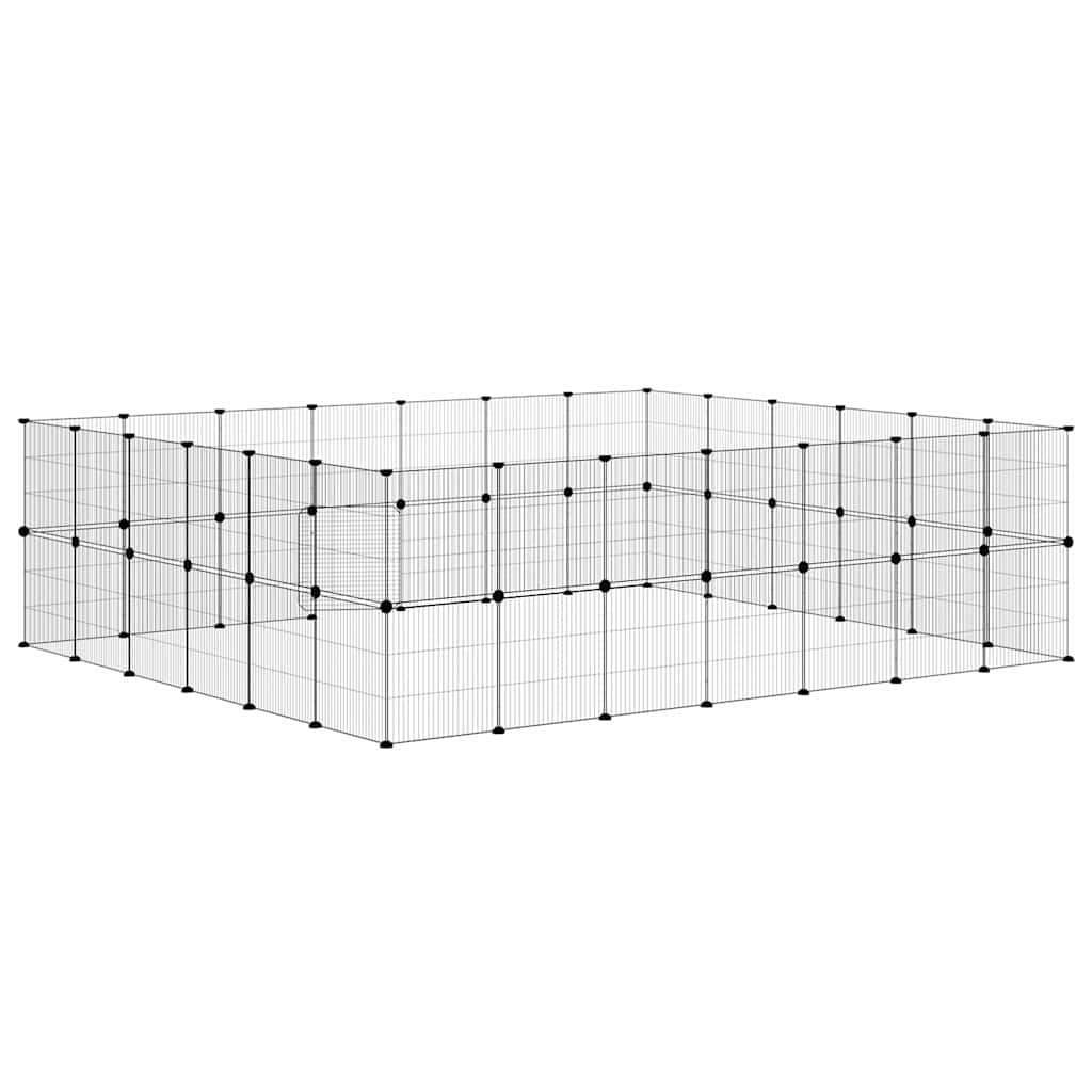 vidaXL Pet Cage | Black | Powder-coated steel | Spacious | Adjustable Armrests