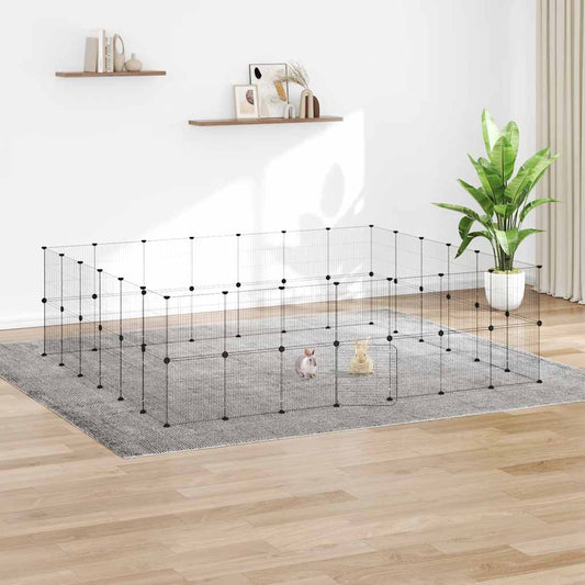 vidaXL Pet Cage | Black | Powder-coated steel | Spacious | Adjustable Armrests