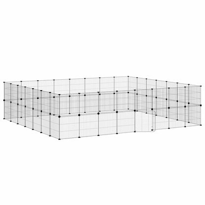 vidaXL 60-Panel Pet Cage with Door Black 280x245x70 cm Steel