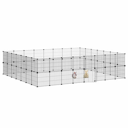 vidaXL 60-Panel Pet Cage with Door Black 280x245x70 cm Steel