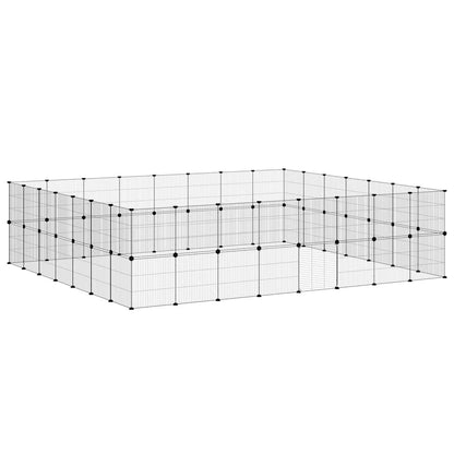 vidaXL 60-Panel Pet Cage with Door Black 280x245x70 cm Steel