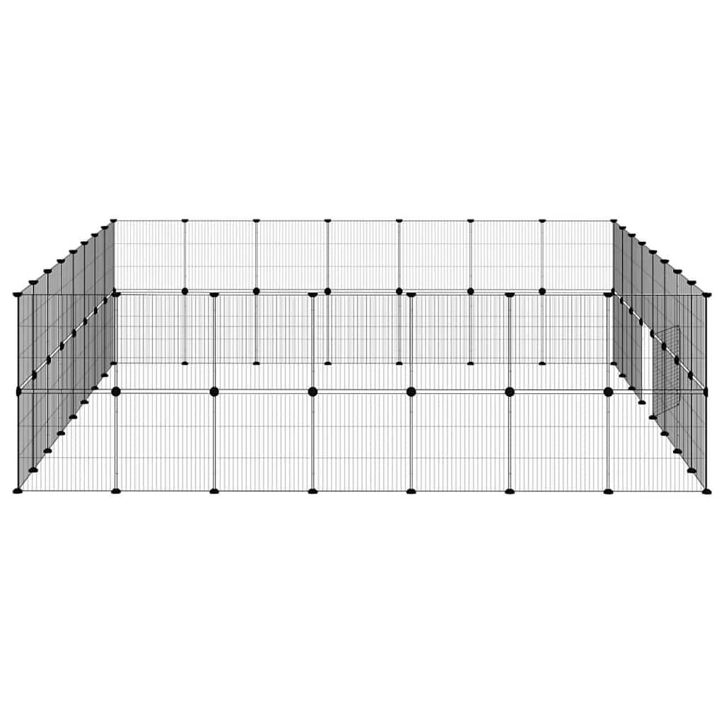vidaXL 60-Panel Pet Cage with Door Black 35x35 cm Steel