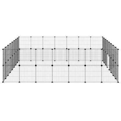 vidaXL 60-Panel Pet Cage with Door Black 35x35 cm Steel