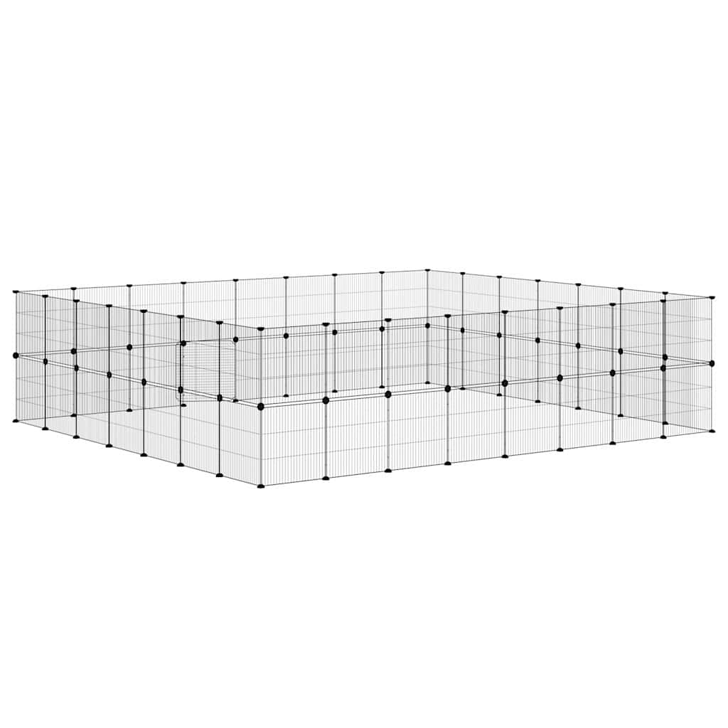 vidaXL 60-Panel Pet Cage with Door Black 35x35 cm Steel