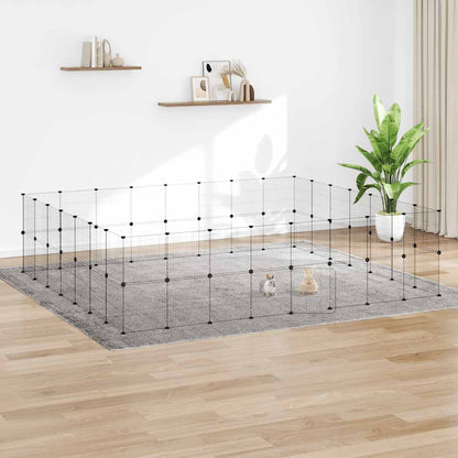 vidaXL 60-Panel Pet Cage with Door Black 280x245x70 cm Steel