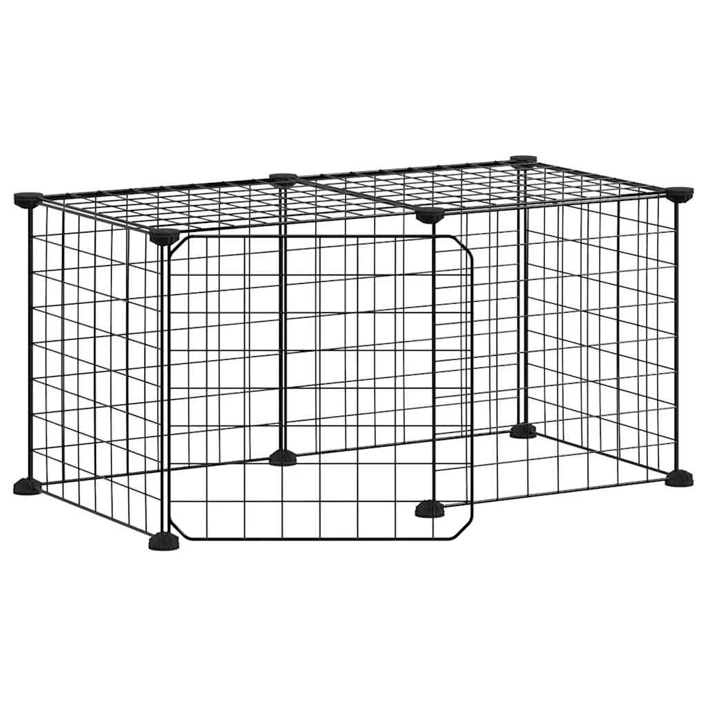 vidaXL 8-Panel Pet Cage with Door Black 35x35 cm Steel
