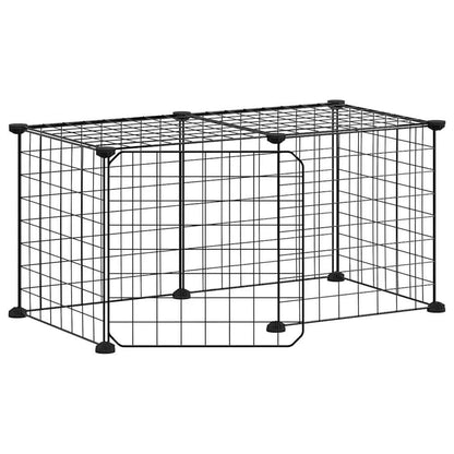 vidaXL 8-Panel Pet Cage with Door Black 35x35 cm Steel