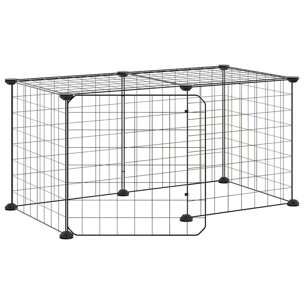 vidaXL 8-Panel Pet Cage with Door Black 70x35x35 cm Steel