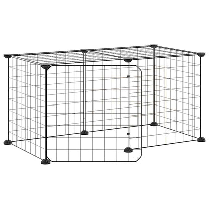 vidaXL 8-Panel Pet Cage with Door Black 70x35x35 cm Steel