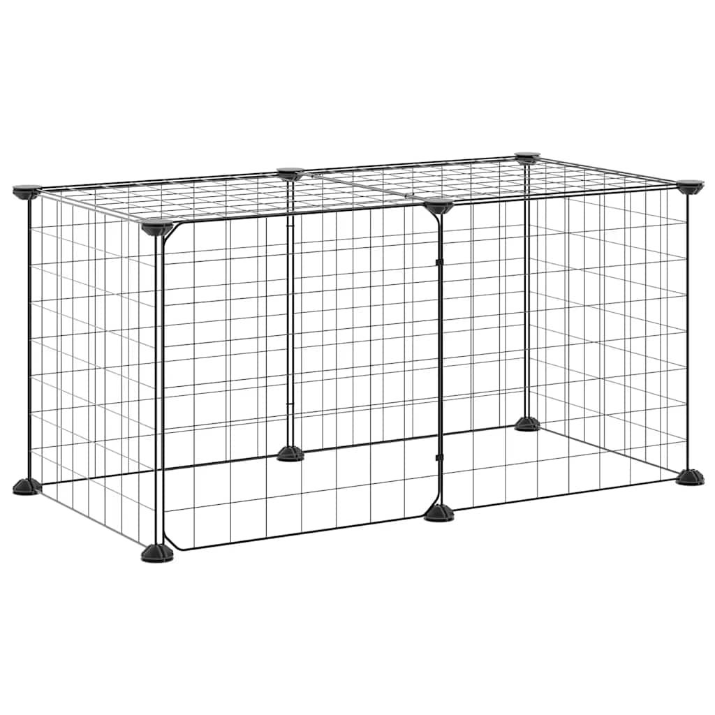 vidaXL 8-Panel Pet Cage with Door Black 70x35x35 cm Steel