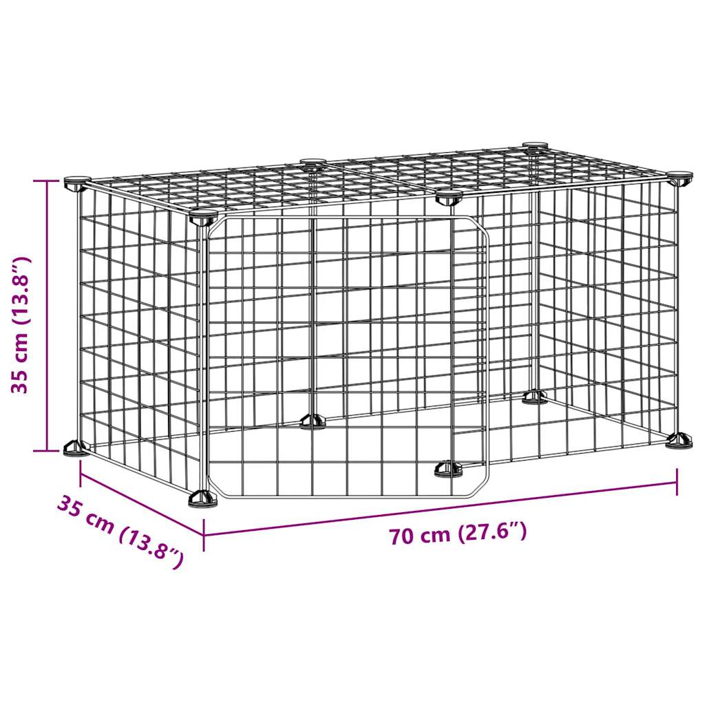 vidaXL 8-Panel Pet Cage with Door Black 35x35 cm Steel