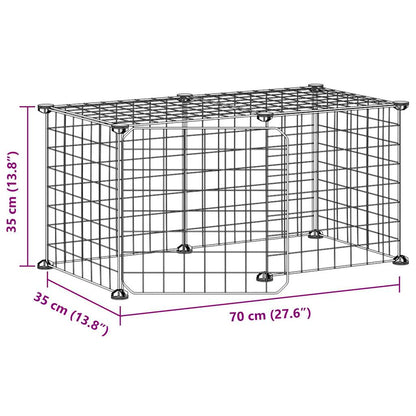 vidaXL 8-Panel Pet Cage with Door Black 35x35 cm Steel