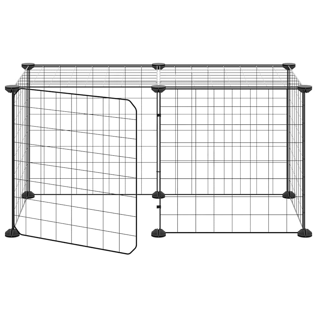 vidaXL 8-Panel Pet Cage with Door Black 70x35x35 cm Steel