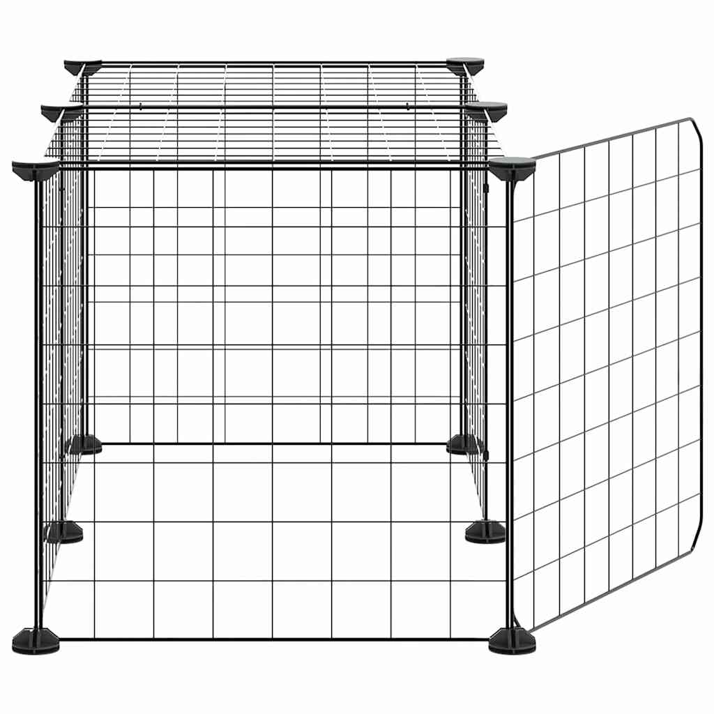 vidaXL 8-Panel Pet Cage with Door Black 35x35 cm Steel