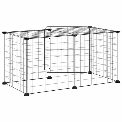 vidaXL 8-Panel Pet Cage with Door Black 35x35 cm Steel