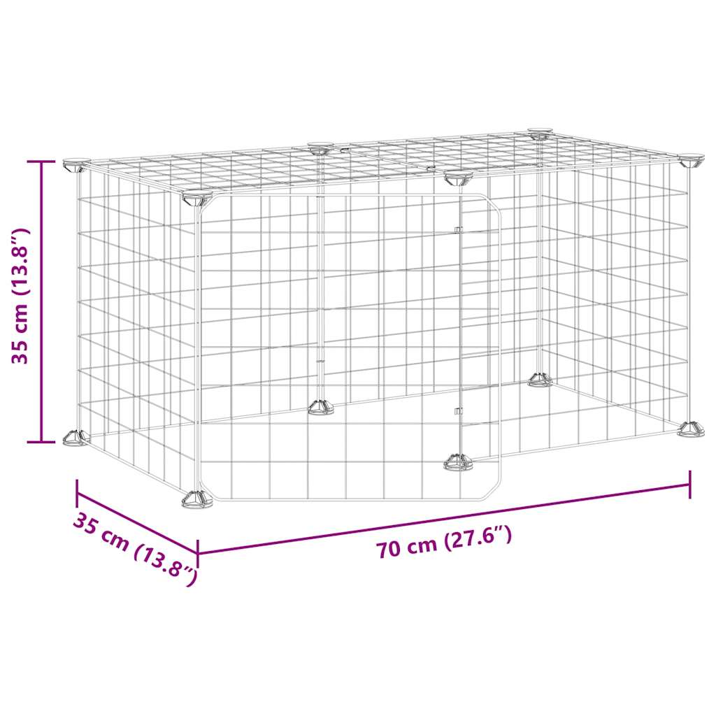 vidaXL 8-Panel Pet Cage with Door Black 35x35 cm Steel