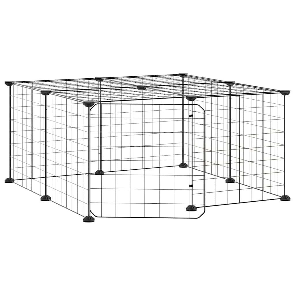 vidaXL Pet Cage | Black | Powder-coated steel | Adjustable | Expandable