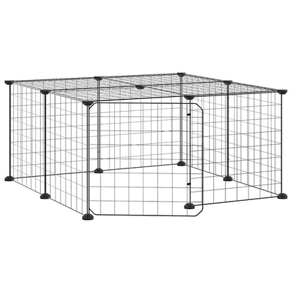 vidaXL Pet Cage | Black | Powder-coated steel | Adjustable | Expandable