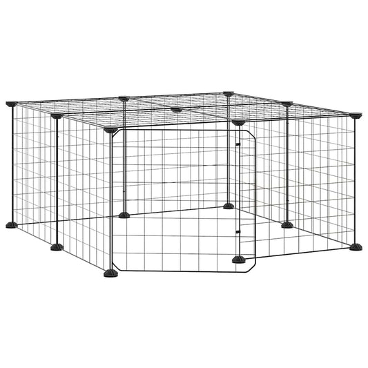 vidaXL Pet Cage | Black | Powder-coated steel | Adjustable | Expandable
