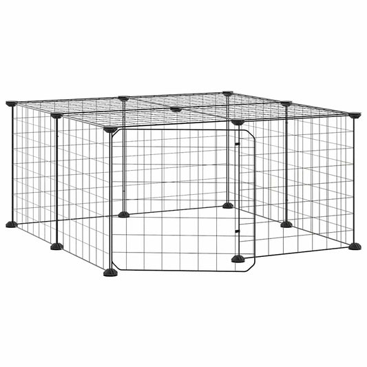 vidaXL 12-Panel Pet Cage with Door Black 70x70x35 cm Steel
