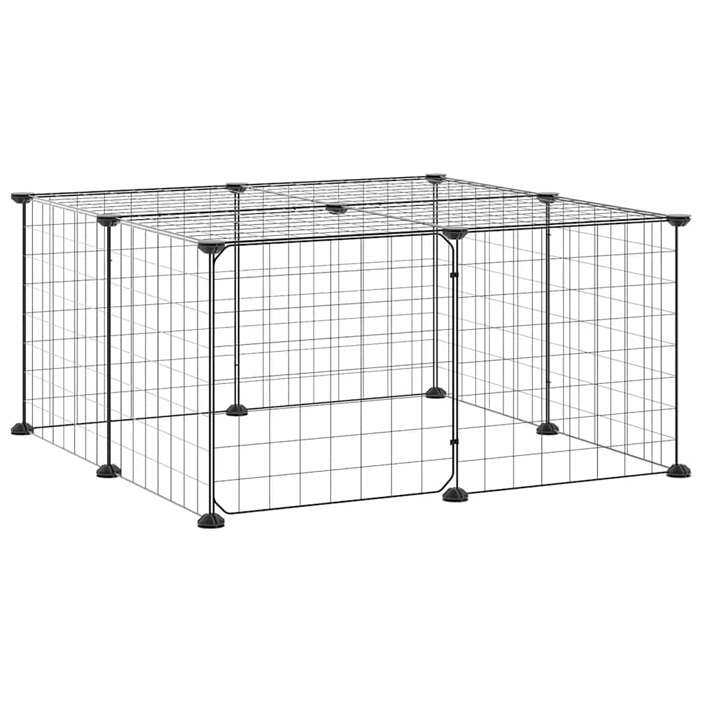 vidaXL 12-Panel Pet Cage with Door Black 70x70x35 cm Steel