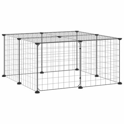 vidaXL 12-Panel Pet Cage with Door Black 70x70x35 cm Steel