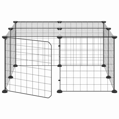 vidaXL 12-Panel Pet Cage with Door Black 70x70x35 cm Steel