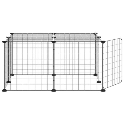 vidaXL Pet Cage | Black | Powder-coated steel | Adjustable | Expandable