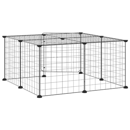 vidaXL Pet Cage | Black | Powder-coated steel | Adjustable | Expandable