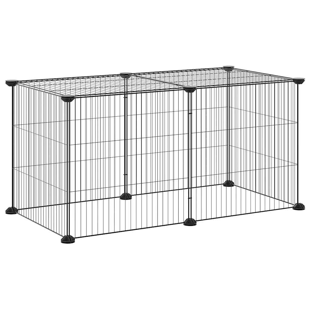 vidaXL Pet Cage | Black | Powder-Coated Steel | Spacious | Expandable | Pet Cage