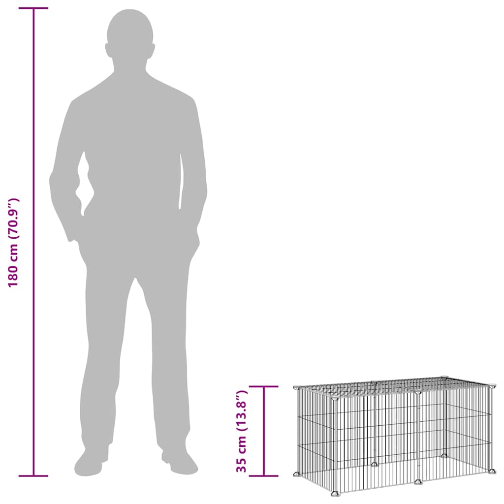 vidaXL Pet Cage | Black | Powder-Coated Steel | Spacious | Expandable | Pet Cage