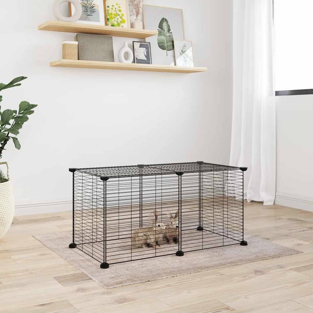 vidaXL 8-Panel Pet Cage Black 35x35 cm Steel