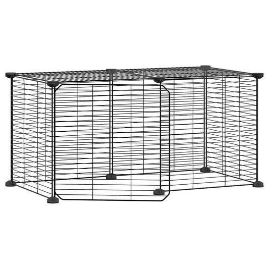 vidaXL 8-Panel Pet Cage with Door Black 35x35 cm Steel