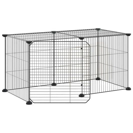 vidaXL 8-Panel Pet Cage with Door Black 35x35 cm Steel