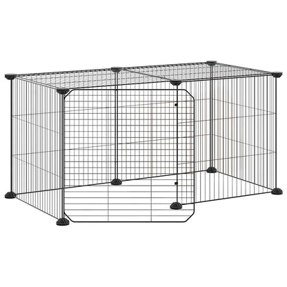 vidaXL 8-Panel Pet Cage with Door Black 70x35x35 cm Steel