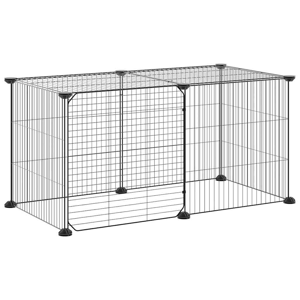 vidaXL 8-Panel Pet Cage with Door Black 70x35x35 cm Steel