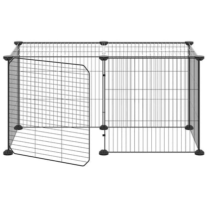 vidaXL 8-Panel Pet Cage with Door Black 70x35x35 cm Steel