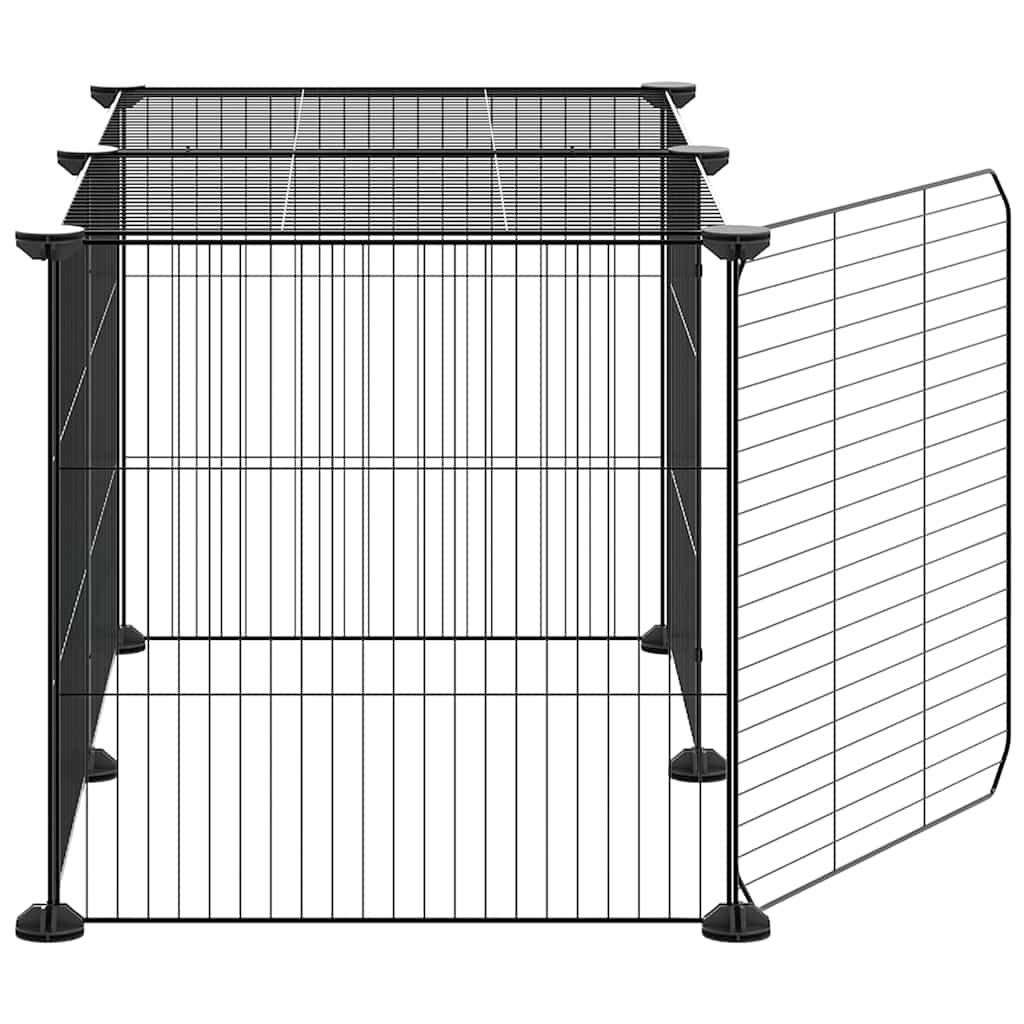 vidaXL 8-Panel Pet Cage with Door Black 35x35 cm Steel