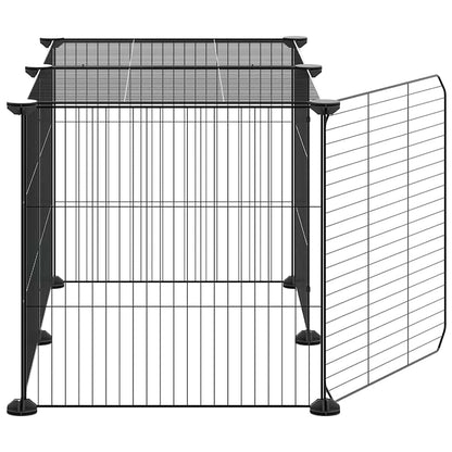 vidaXL 8-Panel Pet Cage with Door Black 35x35 cm Steel