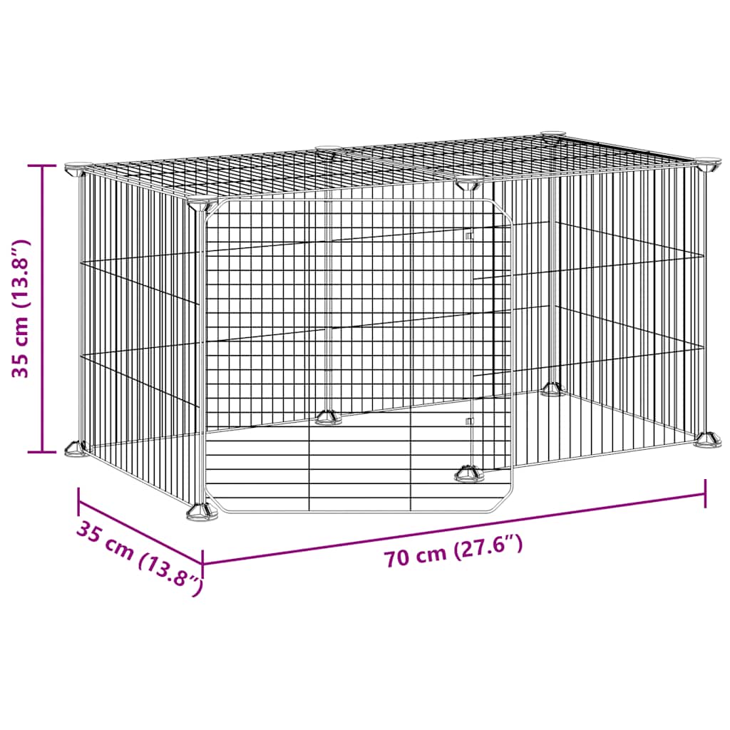 vidaXL 8-Panel Pet Cage with Door Black 35x35 cm Steel