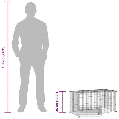 vidaXL 8-Panel Pet Cage with Door Black 35x35 cm Steel