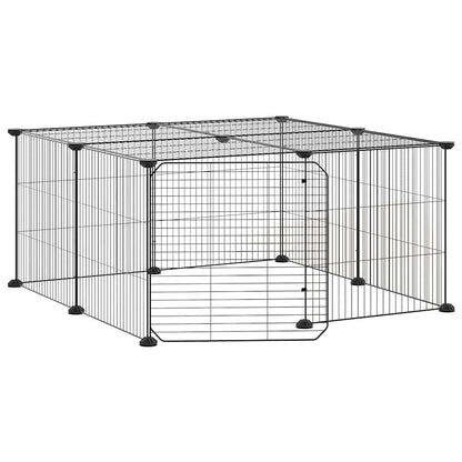 vidaXL 12-Panel Pet Cage with Door Black 70x70x35 cm Steel
