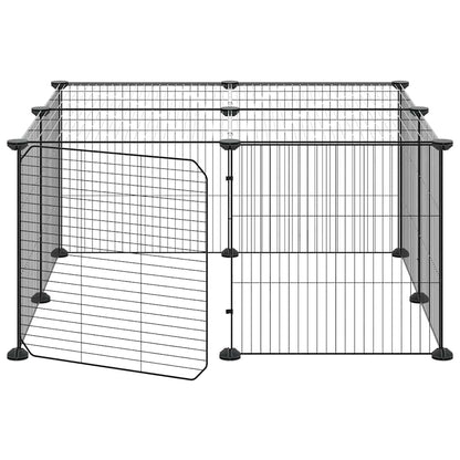 vidaXL 12-Panel Pet Cage with Door Black 70x70x35 cm Steel