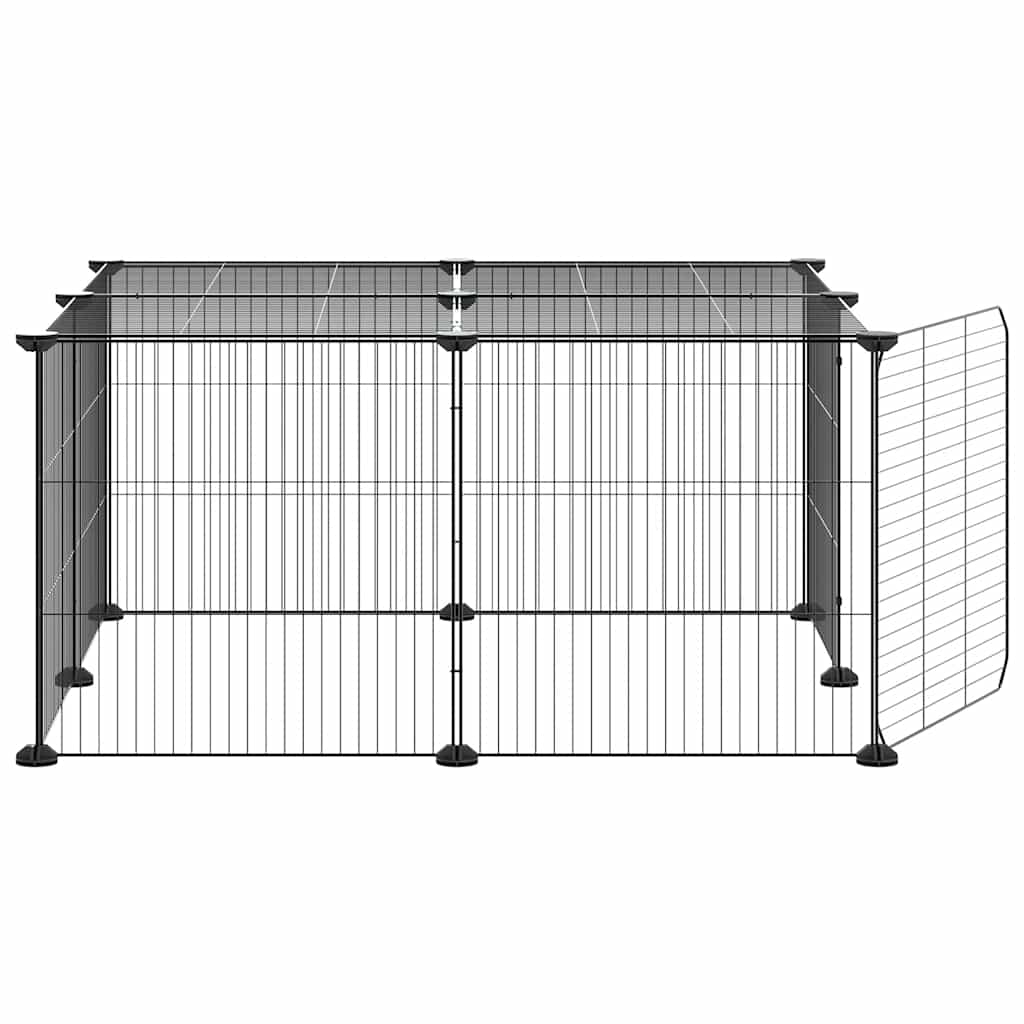 vidaXL 12-Panel Pet Cage with Door Black 35x35 cm Steel